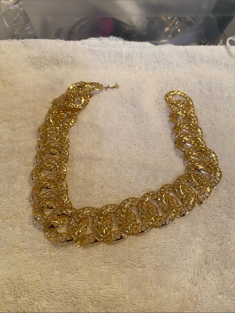 Fashion Jewelry Gold Crystal Link Collar Necklace